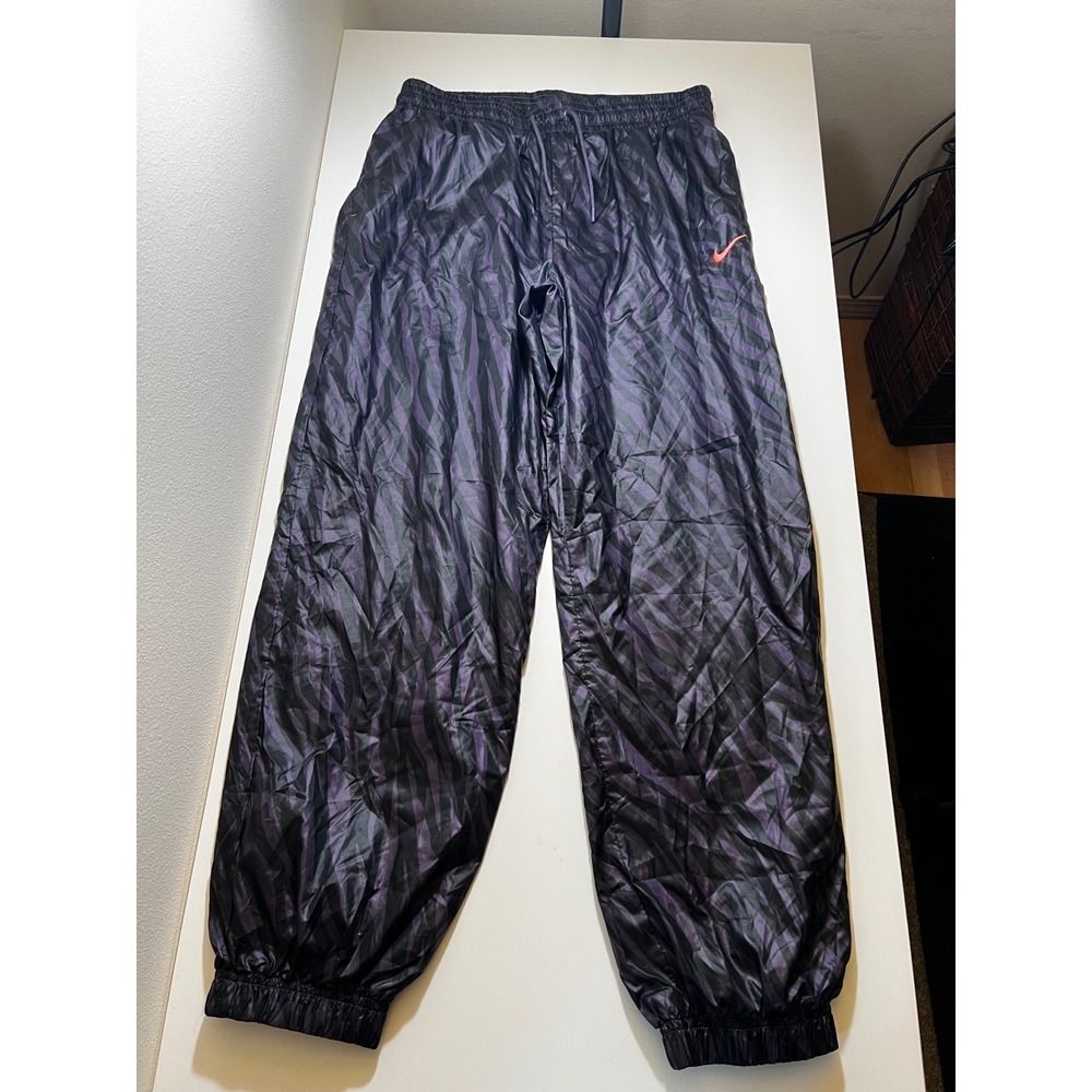 Nike Pants Womens Purple Medium Zebra Print Loose Fit Windbreaker Icon Clash - Picture 3 of 7